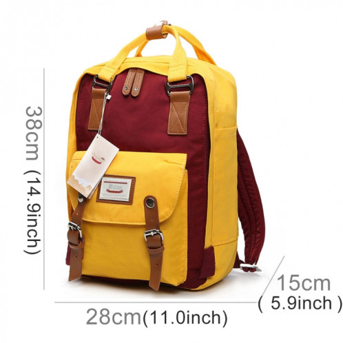 Mode sac à dos de voyage décontracté pour ordinateur portable sac étudiant avec poignée, taille: 38 * 28 * 15 cm (jaune + vin rouge) SH665J1673-06