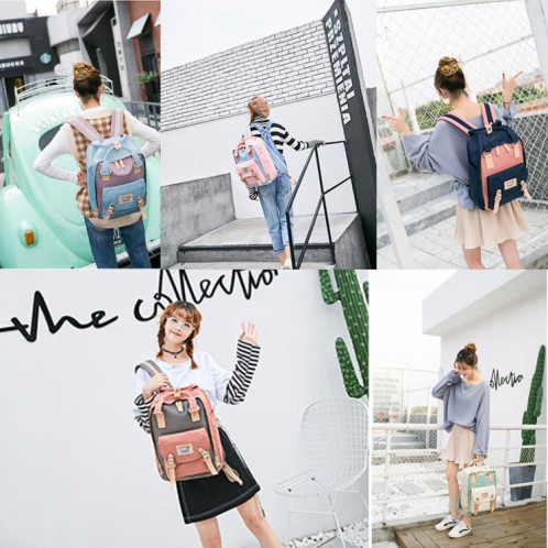 Sac à dos de voyage pour ordinateur portable à la mode pour ordinateur portable avec poignée, taille: 38 * 28 * 15cm (gris + bleu) SH665Y1700-06