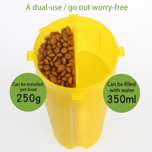 Tasse à eau et à nourriture portable à double usage pour animaux de compagnie avec bol pliant (jaune) SH710Y656-09