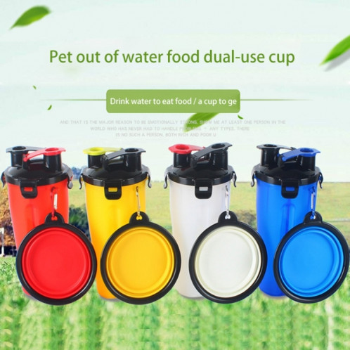 Tasse à eau et à nourriture portable à double usage pour animaux de compagnie avec bol pliant (transparent) SH710T7-09