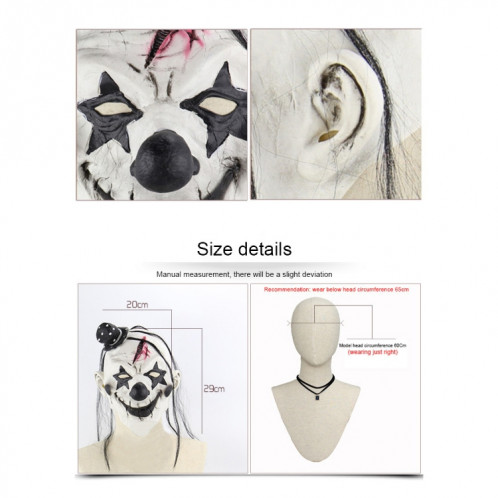 Fête d'Halloween Fête Latex Diable Clown Effrayé Masque Couvre-chef, Avec Cheveux SH6899676-06