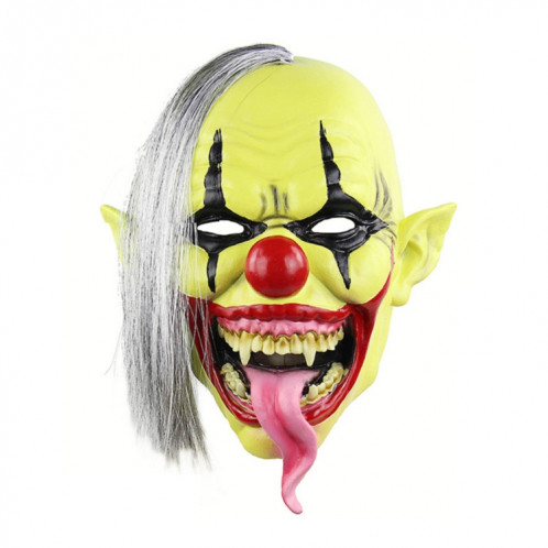 Halloween Festival Party Latex Green Face Masque Effrayé De Clown, avec Cheveux SH69241463-06