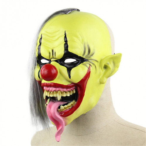 Halloween Festival Party Latex Green Face Masque Effrayé De Clown, avec Cheveux SH69241463-06