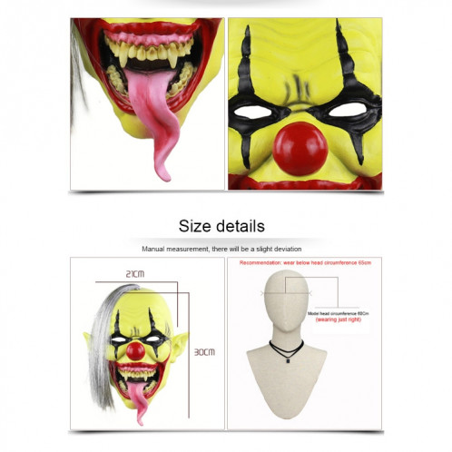Halloween Festival Party Latex Green Face Masque Effrayé De Clown, avec Cheveux SH69241463-06