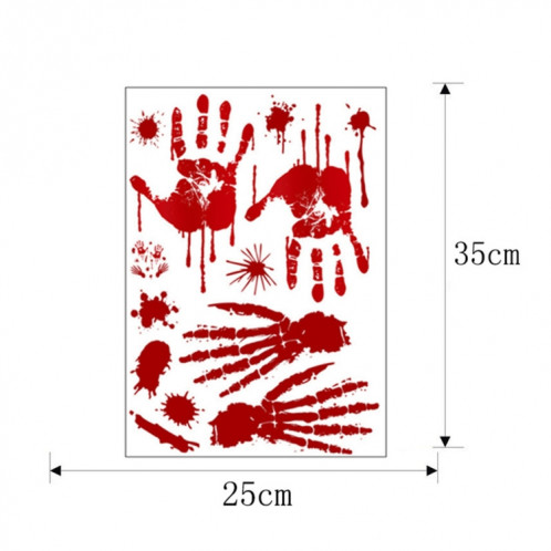 10 PCS Décorations d'Halloween PVC Creative Blood-print autocollants muraux autocollants fenêtre, taille: 25 * 30cm, livraison de style aléatoire SH6937718-06