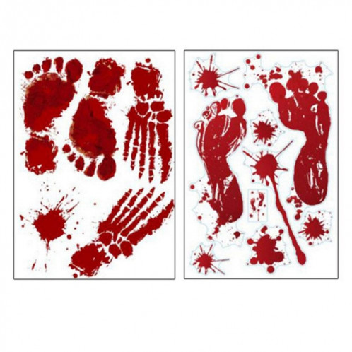 10 PCS Décorations d'Halloween PVC Creative Blood-print autocollants muraux autocollants fenêtre, taille: 25 * 30cm, livraison de style aléatoire SH6937718-06