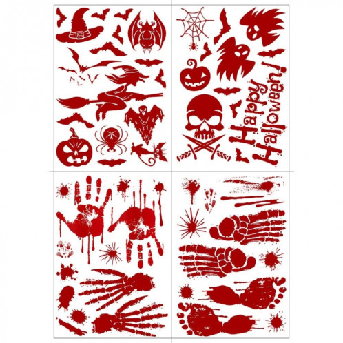 10 PCS Décorations d'Halloween PVC Creative Blood-print autocollants muraux autocollants fenêtre, taille: 25 * 30cm, livraison de style aléatoire SH6937718-06