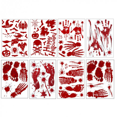 10 PCS Décorations d'Halloween PVC Creative Blood-print autocollants muraux autocollants fenêtre, taille: 25 * 30cm, livraison de style aléatoire SH6937718-06