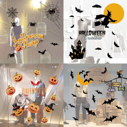 Le PVC de décorations de 3 PCS Halloween a personnalisé des autocollants électrostatiques en verre de bricolage, livraison aléatoire de style SH6955837-08