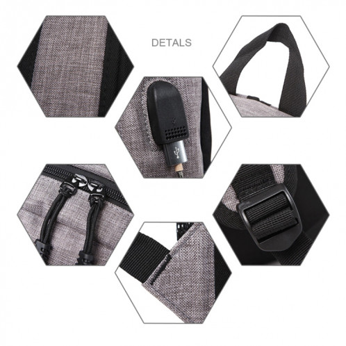 Sac à dos pour ordinateur portable universel multifonctionnel en tissu Oxford avec sac à dos avec port de chargement USB externe, taille: 46x32x12cm, pour Macbook de 15,6 pouces et moins, Samsung, Lenovo, Sony, SH117B206-010