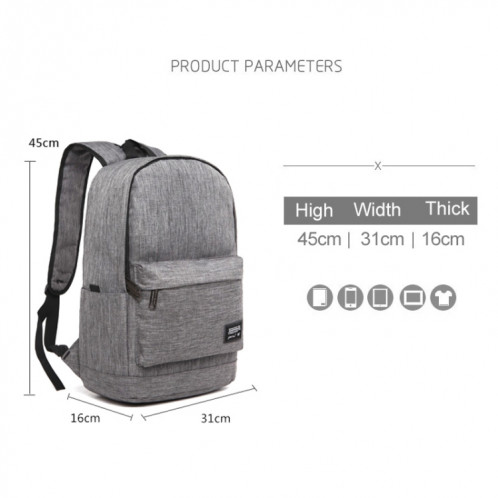 Sac à dos pour ordinateur portable universel multifonctions en tissu Oxford avec sac à dos avec port de chargement USB externe, taille: 45x31x16cm, pour Macbook de 15,6 pouces et moins, Samsung, Lenovo, Sony, Alienware SH125B446-010