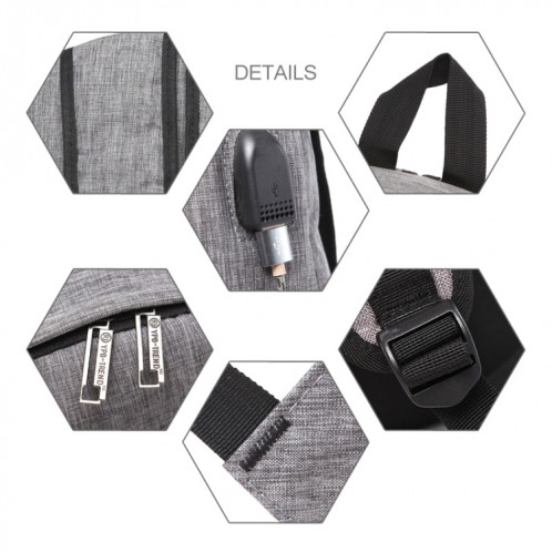 Sac à dos pour ordinateur portable universel multifonctions en tissu Oxford avec sac à dos avec port de chargement USB externe, taille: 45x31x16cm, pour Macbook de 15,6 pouces et moins, Samsung, Lenovo, Sony, Alienware SH125L1949-010