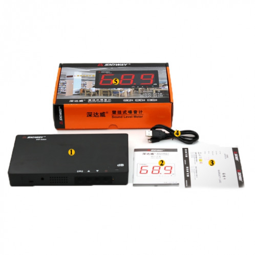 SNDWAY SW525B testeur de bruit de sonomètre DB mural avec transfert de stockage de données USB et communication USB SS779690-09