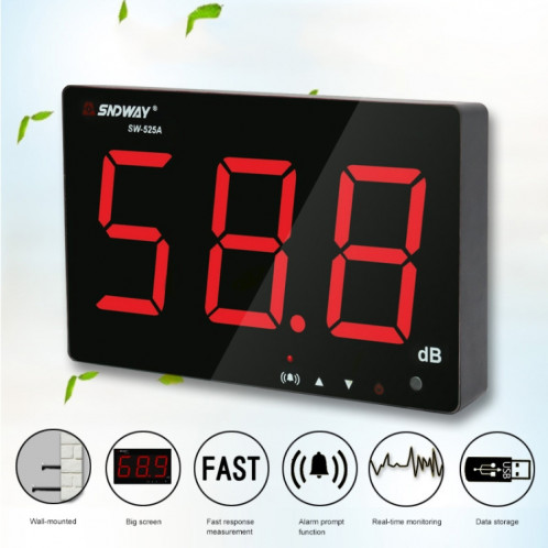 SNDWAY SW525A Sonomètre mural DB Noise Tester SS77971066-08