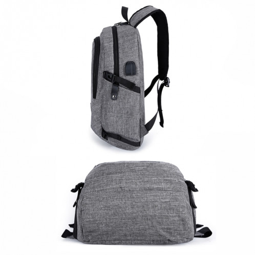 Multifonctionnel grande capacité voyage sac à dos décontracté sac d'ordinateur portable avec interface de charge USB externe et prise casque et verrouillage antivol pour hommes (gris) SH071H72-010