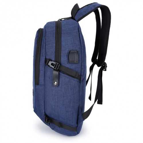 Multifonctionnel grande capacité voyage sac à dos décontracté sac d'ordinateur portable avec interface de charge USB externe et prise casque et verrouillage antivol pour hommes (bleu) SH071L1834-010