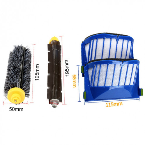 Accessoires de robot de balayage Filtre 595 650 690 528 Brosse latérale pour pinceau à rouleau pour irobot 500 600 SH8252900-05