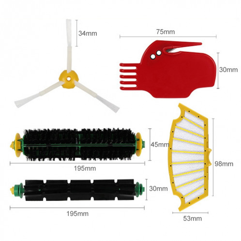 Accessoires de robot de balayage Brosse latérale Brosse à filtre à filtre pour la série iRobot 500 SH8253814-06