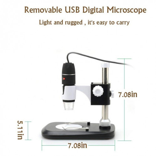DMS-MDS800 40X-1600X loupe 2.0MP capteur d'image Microscope numérique USB avec 8 LED et support professionnel SH8589434-09