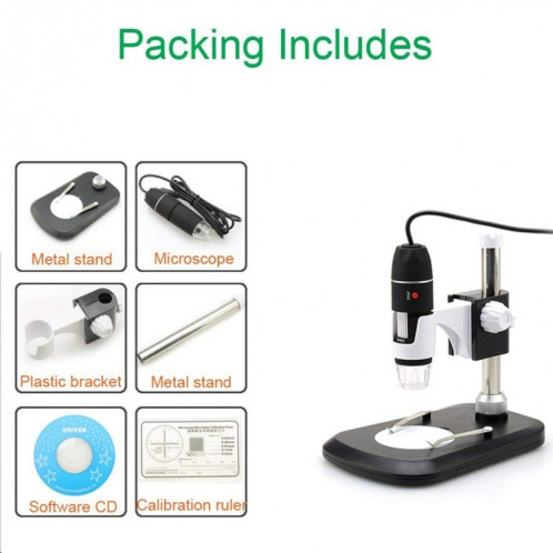 DMS-MDS800 40X-1600X loupe 2.0MP capteur d'image Microscope numérique USB avec 8 LED et support professionnel SH8589434-09