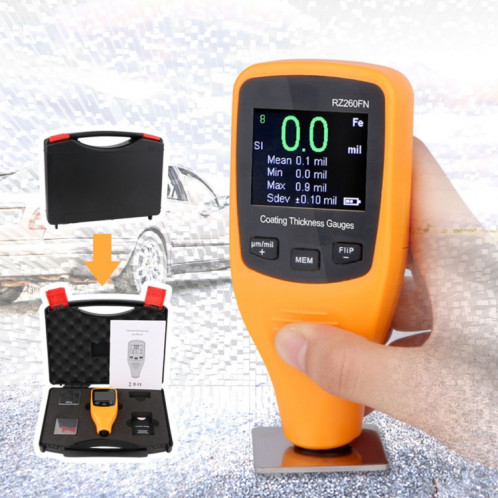 RZ260FN Ferreux et Non Ferreux 2 en 1 Écran LCD Revêtement Ultrasonique Jauge D'épaisseur De Peinture Outils De Compteur (Orange) SH798E1844-010