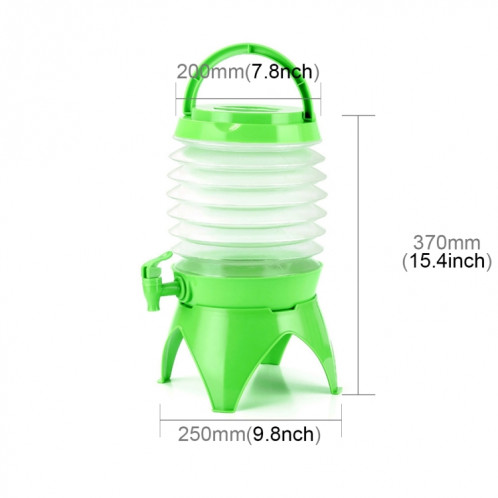 Seau de stockage d'eau de bière rétractable pliable télescopique de camping en plein air multifonctionnel, outils extérieurs d'eau potable, capacité: 5L (vert) SH879G1995-07