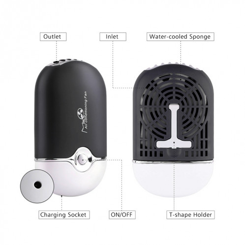 Portable Mini USB Chargeur Air Conditioner Réfrigérant Portable Petit Ventilateur (Noir) SH889B1481-07