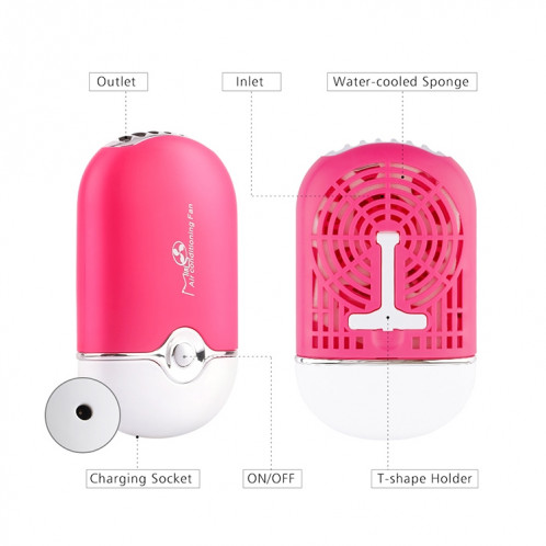 Mini-climatiseur de charge portable USB Mini-ventilateur de poche réfrigéré (magenta) SH889M206-07