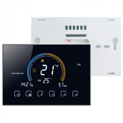 BHT-8000-GALW Contrôle du chauffage de l'eau Économie d'énergie et respectueux de l'environnement Smart Home Affichage négatif Écran LCD Thermostat d'ambiance rond avec WiFi (Noir) SH918B651-07