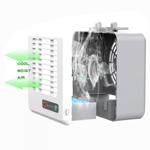 Mini refroidisseur d'air électrique de ventilateur de climatiseur de bureau d'économie d'énergie de ménage silencieux portatif (blanc) SH931W909-08