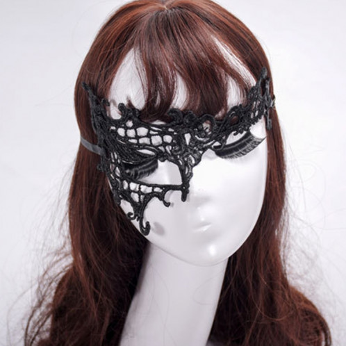 Mascarade halloween party dance sexy lady masque de dentelle visage mi-yeux (noir) SH965B1105-05