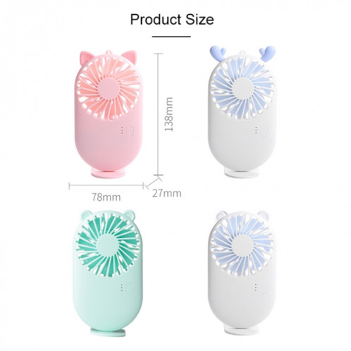 Mini ventilateur de poche portable à chargement USB avec contrôle à 3 vitesses (blanc perle) SH98PW1663-08
