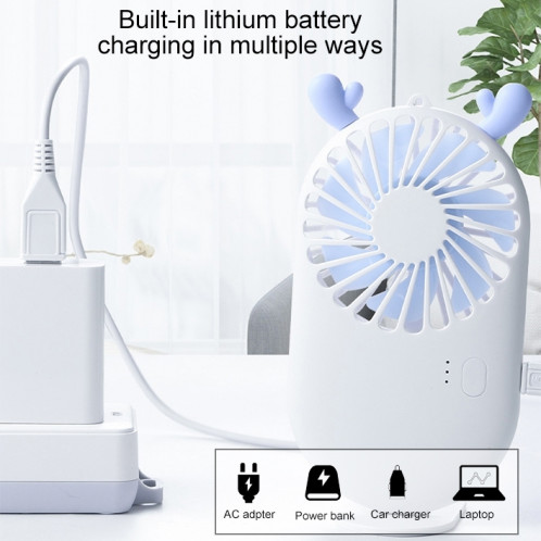 Mini ventilateur de poche portable à chargement USB avec contrôle à 3 vitesses (blanc perle) SH98PW1663-08