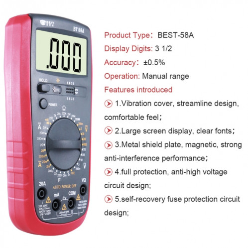 Outils de réparation pour mobile et tablette, Multimètre numérique multifonction BEST-58A SB9610111-09
