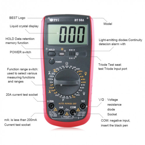 Outils de réparation pour mobile et tablette, Multimètre numérique multifonction BEST-58A SB9610111-09