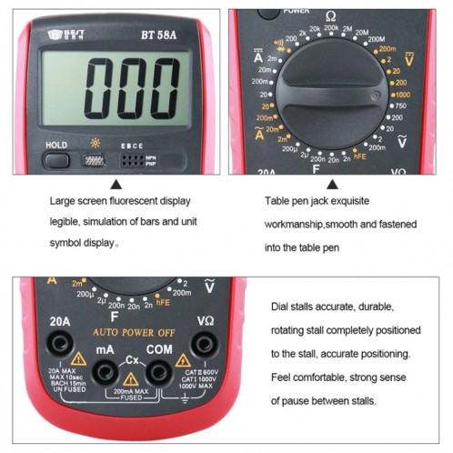 Outils de réparation pour mobile et tablette, Multimètre numérique multifonction BEST-58A SB9610111-09
