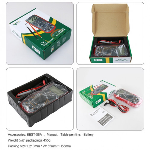 Outils de réparation pour mobile et tablette, Multimètre numérique multifonction BEST-58A SB9610111-09