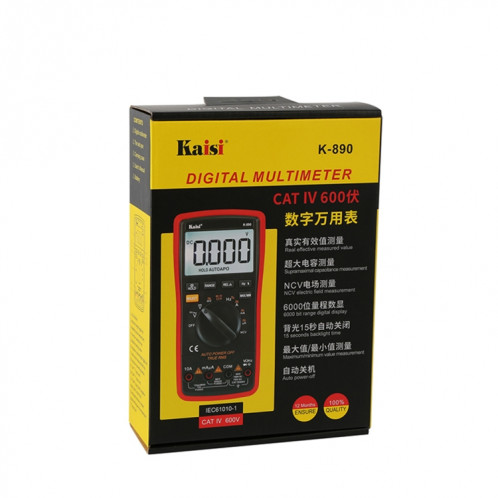 Kaisi K-890 Multimètre numérique LCD professionnel Testeur de multimètre numérique portable électrique SK98711114-06