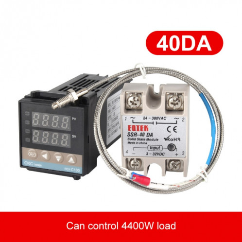 Thermostat REX-C100 + Thermocouple + Module à semi-conducteurs SSR-40 DA Kit de contrôle de température intelligent SH54621253-08