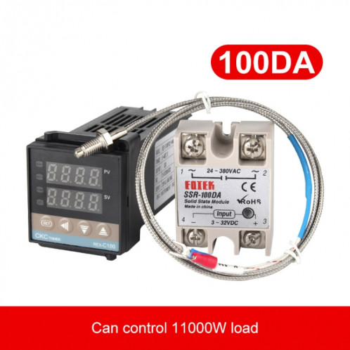 Thermostat REX-C100 + Thermocouple + Module à semi-conducteurs SSR-100 DA Kit de contrôle de température intelligent SH5465369-08