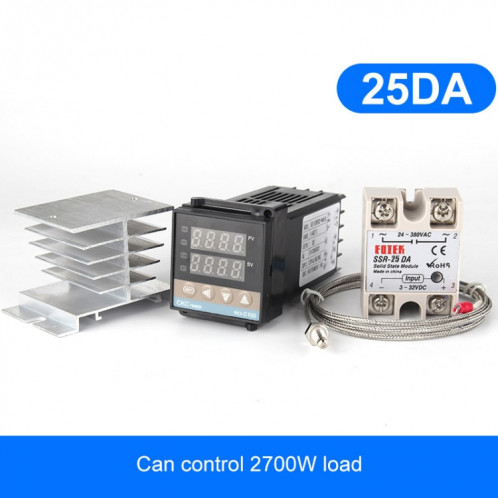 Thermostat 2700W REX-C100 + dissipateur de chaleur + Thermocouple + Module à semi-conducteurs SSR-25 DA Kit de contrôle de température intelligent SH5466311-09
