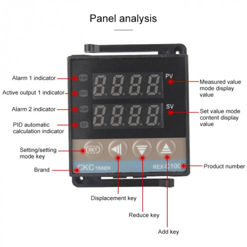 Thermostat 2700W REX-C100 + dissipateur de chaleur + Thermocouple + Module à semi-conducteurs SSR-25 DA Kit de contrôle de température intelligent SH5466311-09