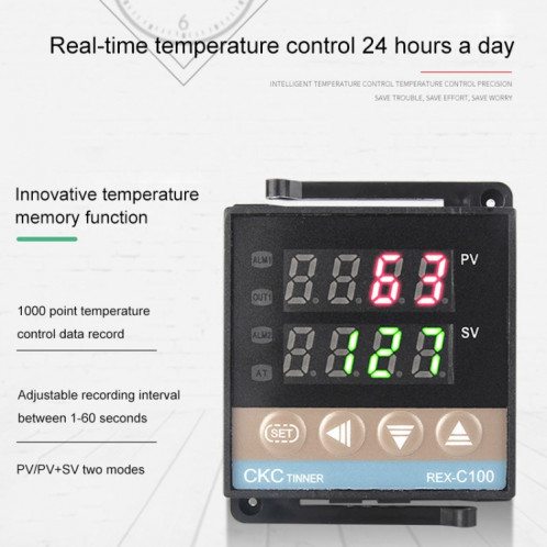 Thermostat 8800W REX-C100 + dissipateur de chaleur + Thermocouple + Module à semi-conducteurs SSR-80 DA Kit de contrôle de température intelligent SH5469361-09