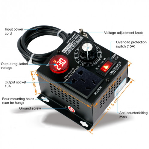 Régulateur de vitesse de ventilateur CA monophasé DADR-4000W, prise CN SH54711669-07