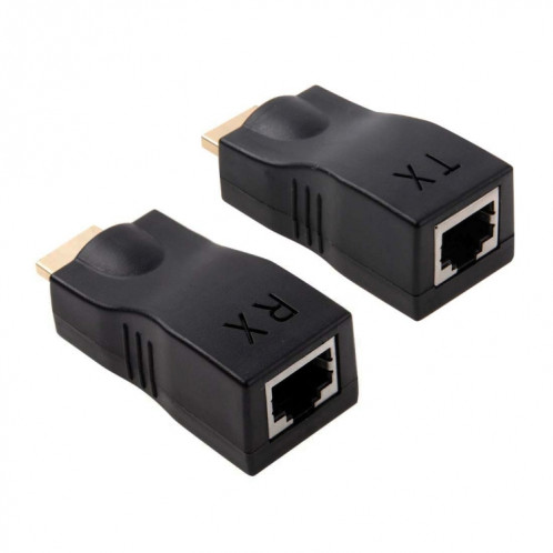 Adaptateur d'extension HDMI vers RJ45 (récepteur et émetteur) par câble Cat-5e / 6, prise en charge HDCP, distance de transmission: 30 m (noir) SH002B1423-08