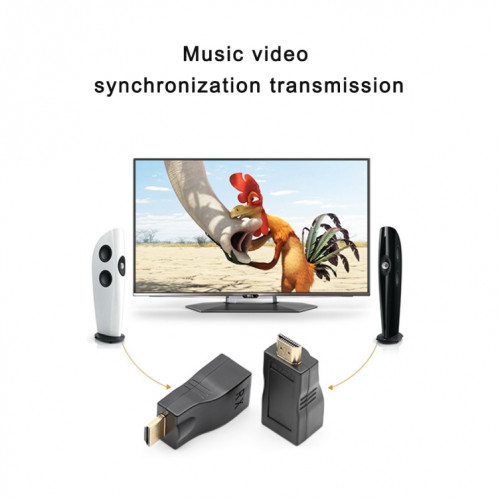 Adaptateur d'extension HDMI vers RJ45 (récepteur et émetteur) par câble Cat-5e / 6, prise en charge HDCP, distance de transmission: 30 m (noir) SH002B1423-08