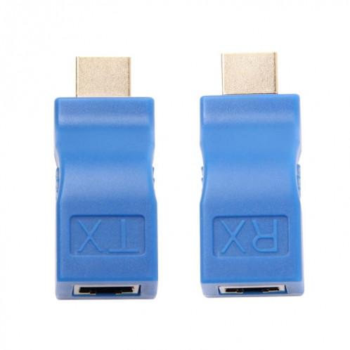 Adaptateur d'extension HDMI vers RJ45 (récepteur et émetteur) par câble Cat-5e / 6, distance de transmission: 30 m (bleu) SH003L313-06