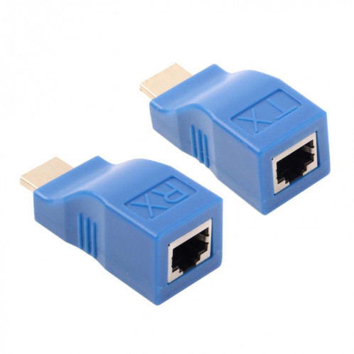Adaptateur d'extension HDMI vers RJ45 (récepteur et émetteur) par câble Cat-5e / 6, distance de transmission: 30 m (bleu) SH003L313-06