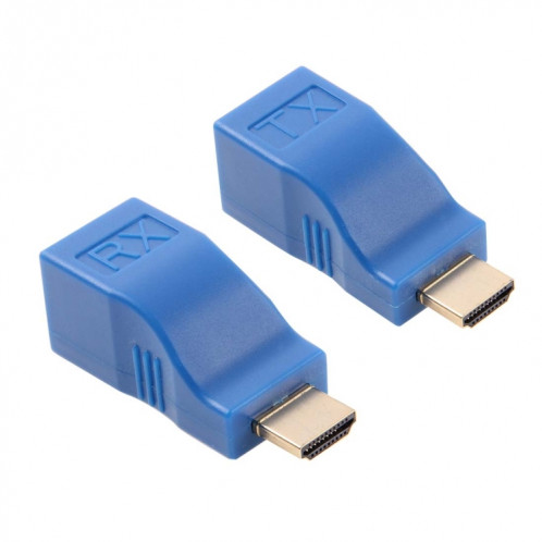 Adaptateur d'extension HDMI vers RJ45 (récepteur et émetteur) par câble Cat-5e / 6, distance de transmission: 30 m (bleu) SH003L313-06