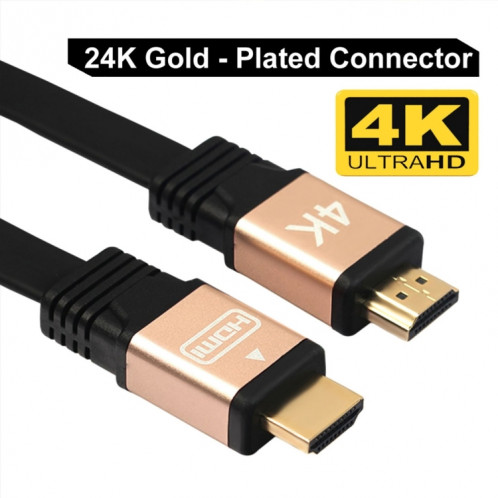 1 m HDMI 2.0 (4K) 30AWG Connecteurs plaqués or 18Gbps haute vitesse Mâle HDMI vers HDMI Câble plat mâle (or) SH078J90-06